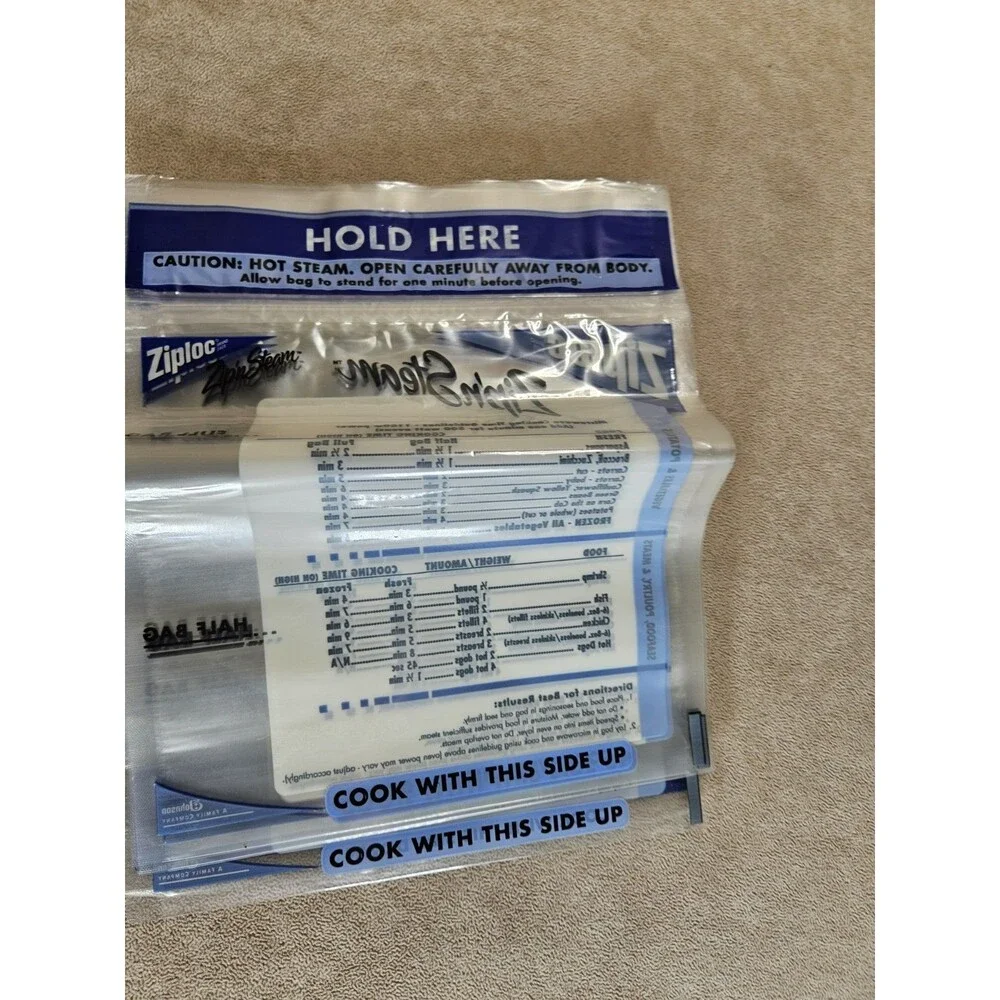 Ziploc Zip'N Steam Medium Cooking Bag-Pack of 9 - Opened but NEW 10 pack MINUS 1